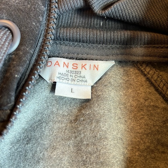 Danskin gray zip up hoodie drawstring jacket size Large long sleeve hood - Picture 4 of 6